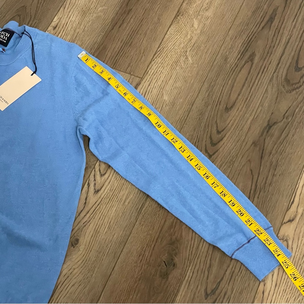 NEW Scotch & Soda Linen-Blend Regular Fit Crewneck Pullover in‎ Lake Blue - Picture 13 of 14
